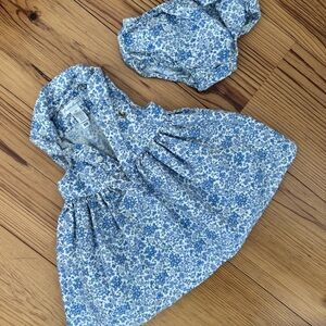 Ralph Lauren Floral Blue and White Baby Dress Set 6m